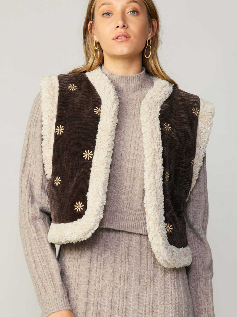 Fleece Trim Western Vest - Reversible