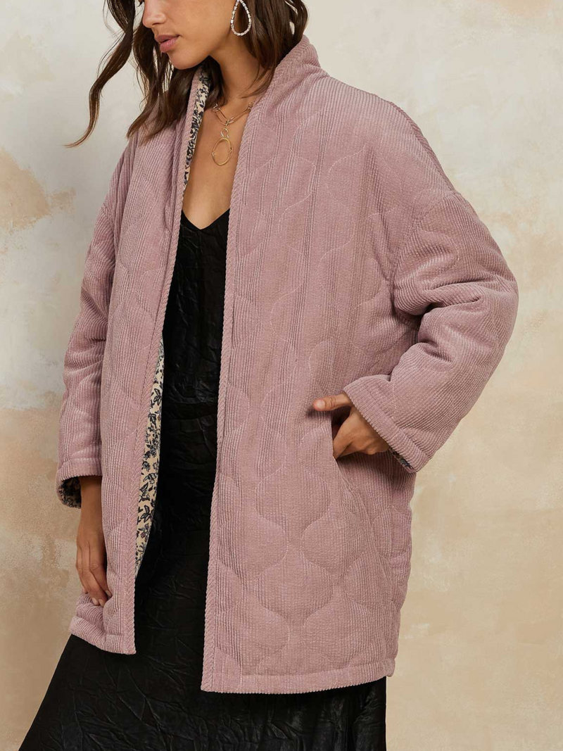 Pink Corduroy Open Jacket - Reversible