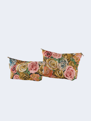 2pc Rose Floral Cosmetic Bag