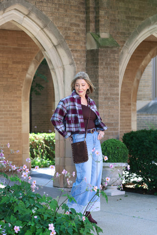 Marlow Top Olive Plaid