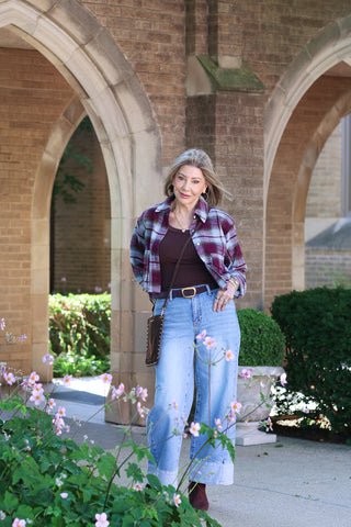 Marlow Top Olive Plaid