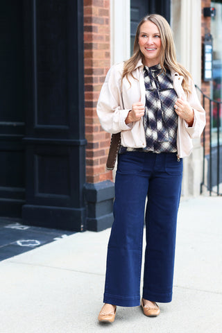Cream Suede Zip Up Jacket