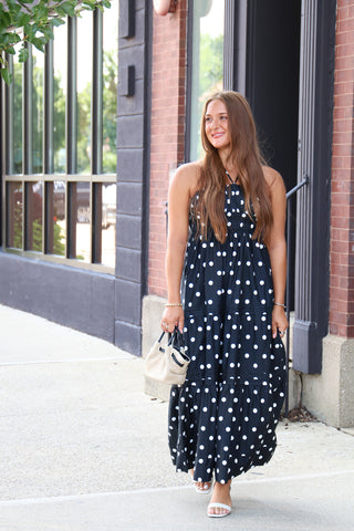 Amadea Black Polka Dot Dress