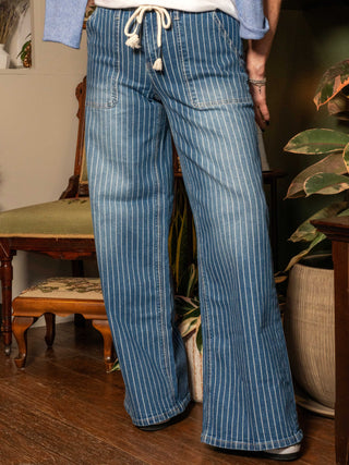 High Rise Drawstring Wide Leg