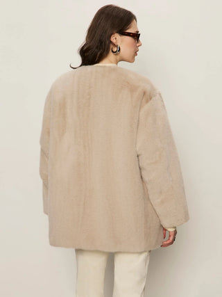 Almond Cream Reversible Fur Jacket