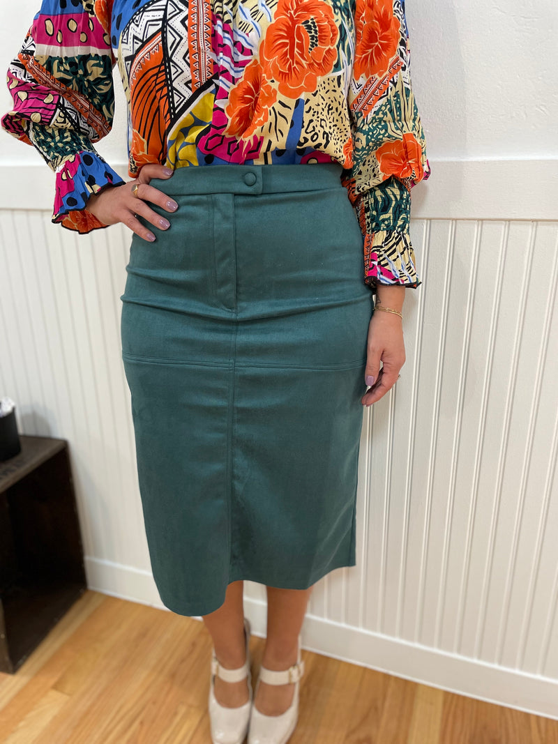 Forest Green Suede Midi