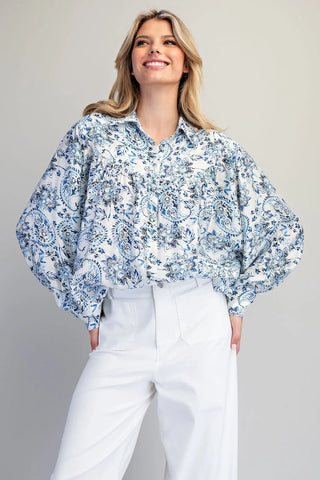 Baroque Blouse French Blue