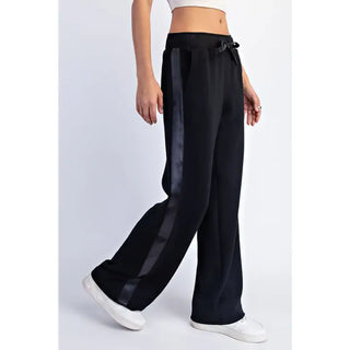 Black Modal Satin Stripe Pant