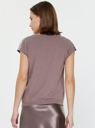 Brown Taupe Cowl Blouse