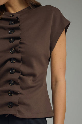 Buttoned Up Brown Top