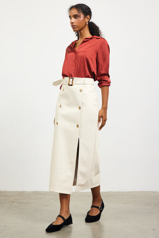 CC Me Faux Leather Midi Skirt