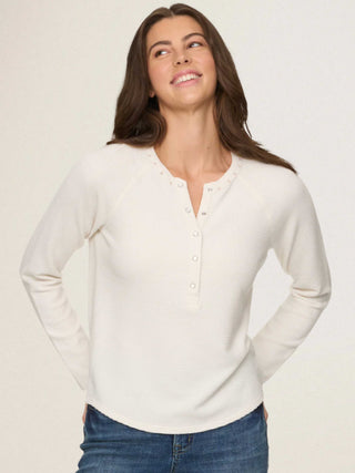 Cambria Embroider Waffle Top - Ecru