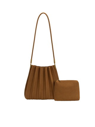 Carrie Camel Pleated Bag
