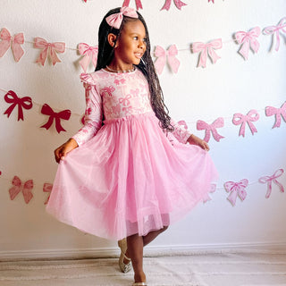 Coquette Bow Long Sleeve Tutu Dress - Toddler Girl