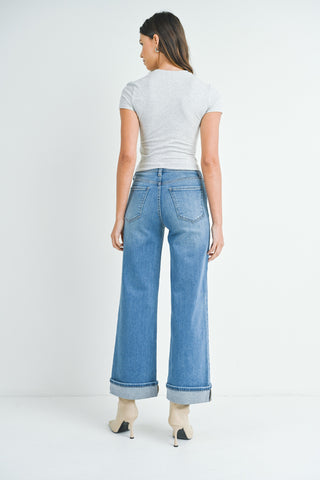 Cuffed Palazzo Medium Denim