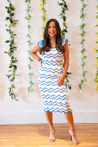 Ocean Waves Scalloped Dress