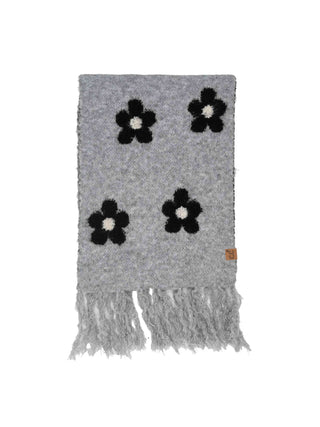 Daisy Pattern Scarf - Heather Grey