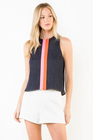 Denim Blue Stripe Top