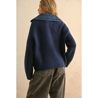 Denim Knit Combo Jacket