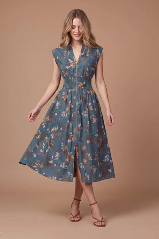 Diane Dusty Blue Smocked Dress