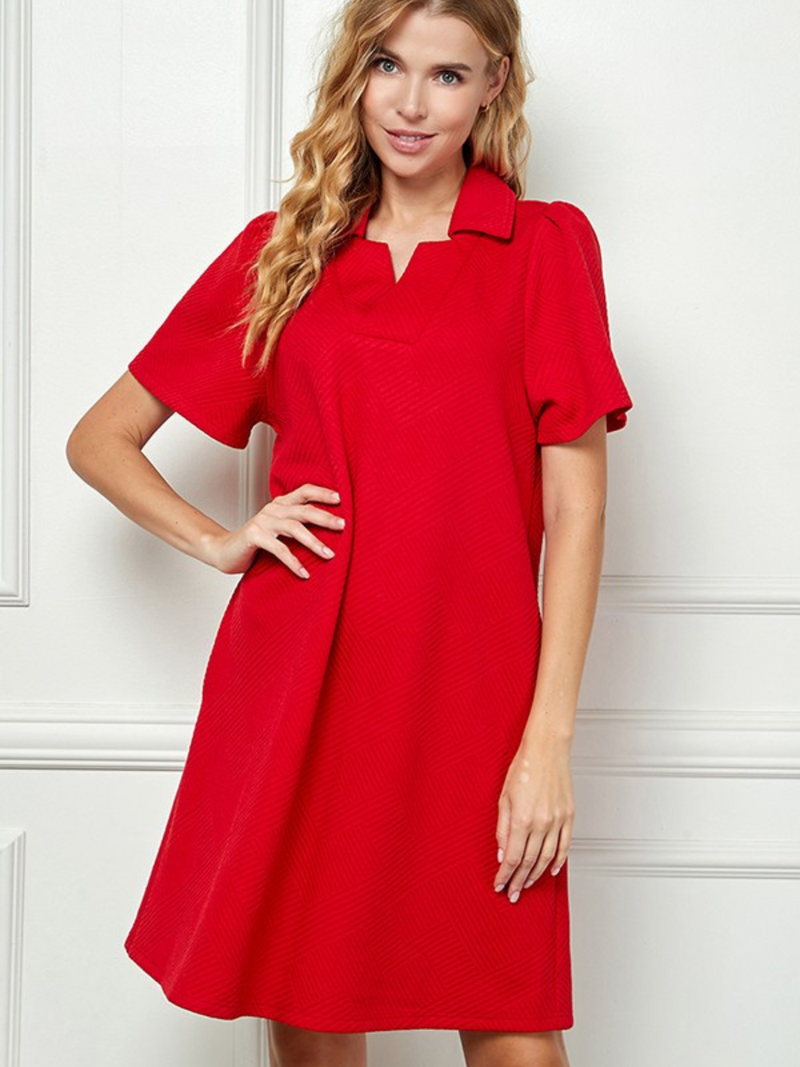 Easy Textured Dress - Red