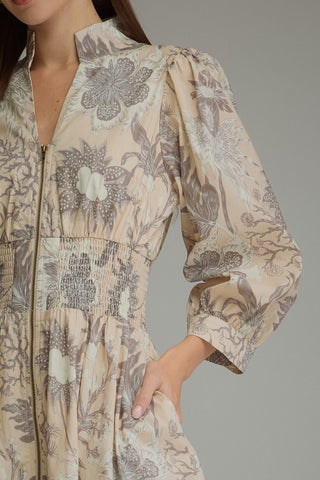 Excellent Ecru Floral Dress