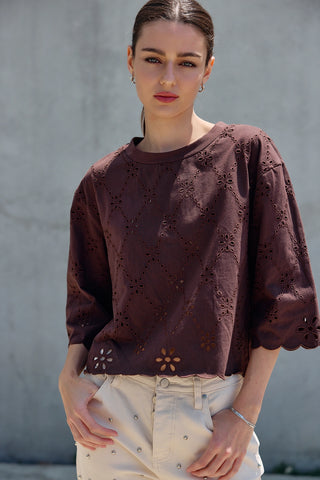 Eyelet Embroider Scallop Tee