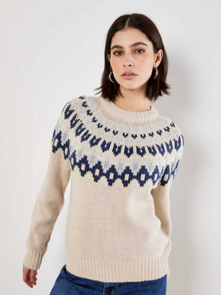 Fairisle Crew Neck Sweater - Cream