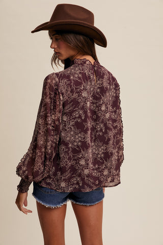 Fall Blooms Pleated Blouse