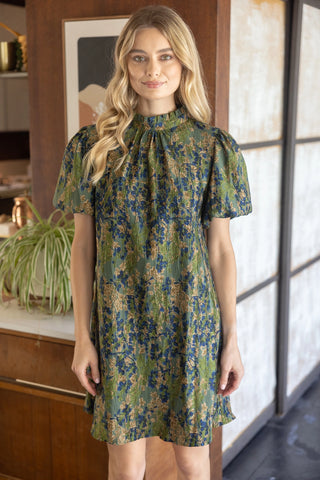 Fall Floral Pleated Dress