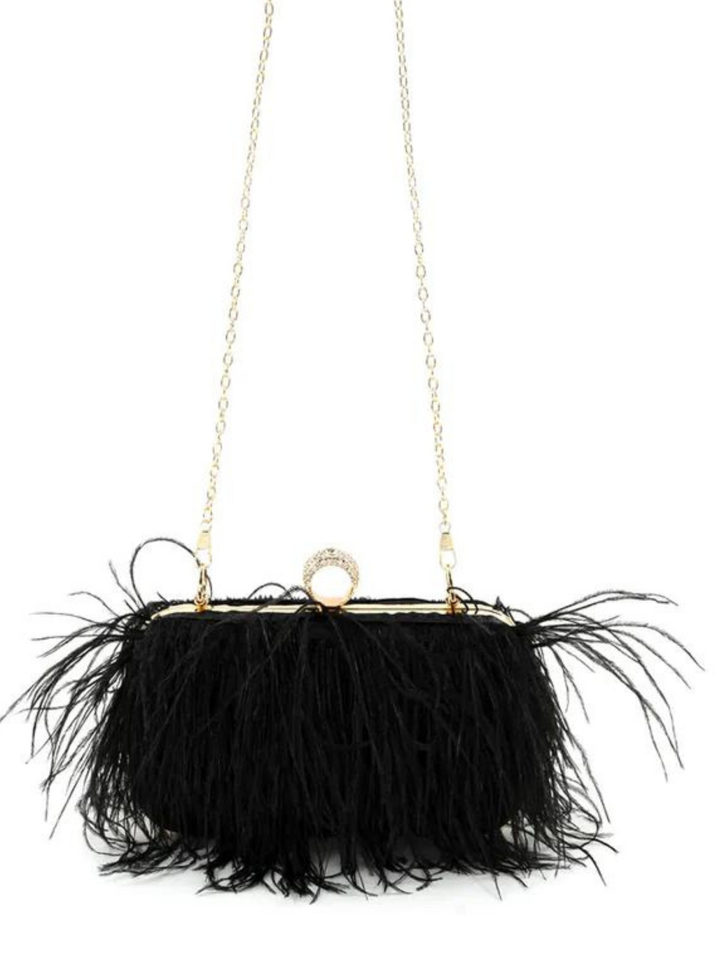 Feathers Evening Clutch - Black