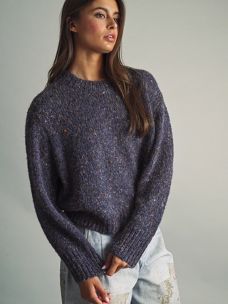 Flecked Crewneck Sweater Navy