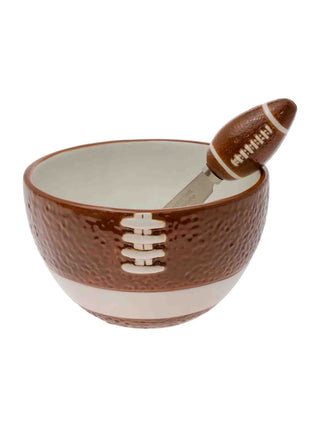 Football Fever Ceramic Bowl & Spreader Set