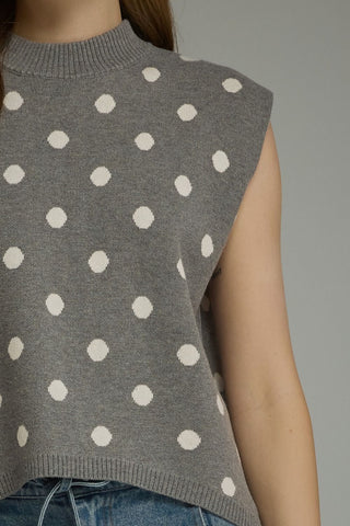 Grey Polka Dot Sweater Vest