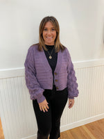 Hi Lo Cable Cardi Purple
