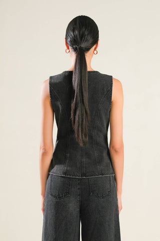 Lesson in Style Denim Vest - Black