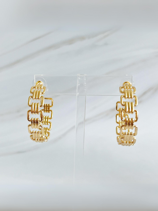 Linked Golden Hoop Earrings