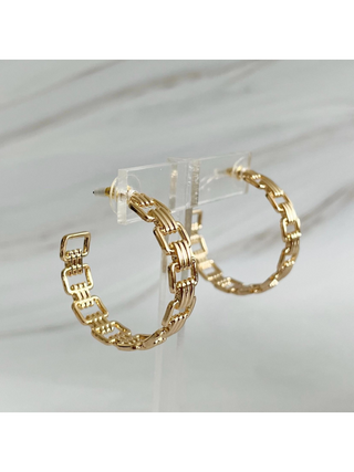 Linked Golden Hoop Earrings