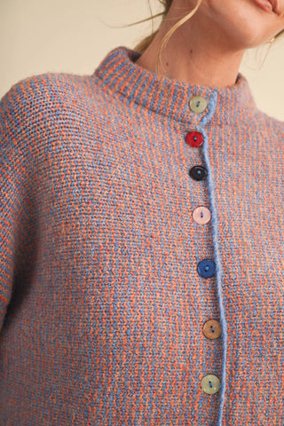 Love Me Not Orange Blue Cardigan