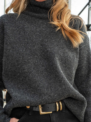 Luxe Ribbed Turtleneck Sweater