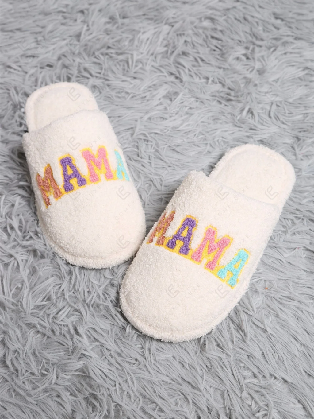 Mama Embroidered Slippers