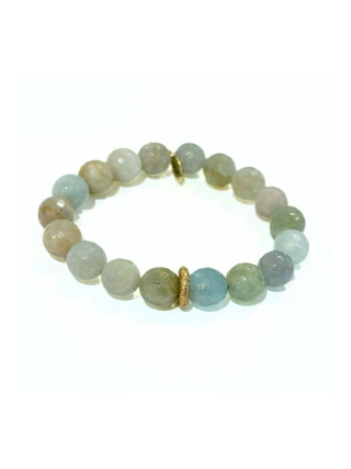 March Birthstone Bracelet | 9mm Dubai Aquamarine Crystal Bracelet + Gold Ring