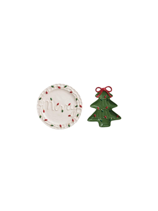 Merry Tree/Bow Platter Set