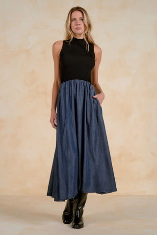 Navy Black Combo Dress