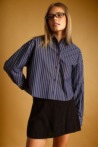 Navy Stripe Button Shirt