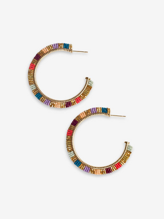 Nora Striped Hoop Earrings Gold