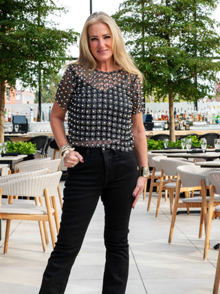 Party All Night Pearl Top - Black