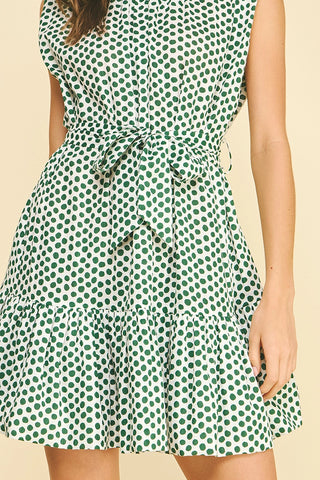Paulina Polka Dot Green Dress