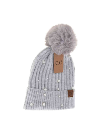 Pearl Embellished Pom - Light Grey