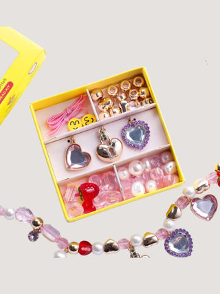 Pink & Purple Heart Charm Mini Bead Kit